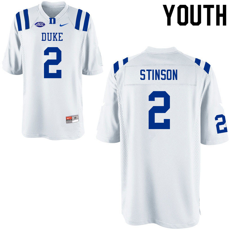 Youth #2 Jaylen Stinson Duke Blue Devils College Football Jerseys Sale-White - Click Image to Close